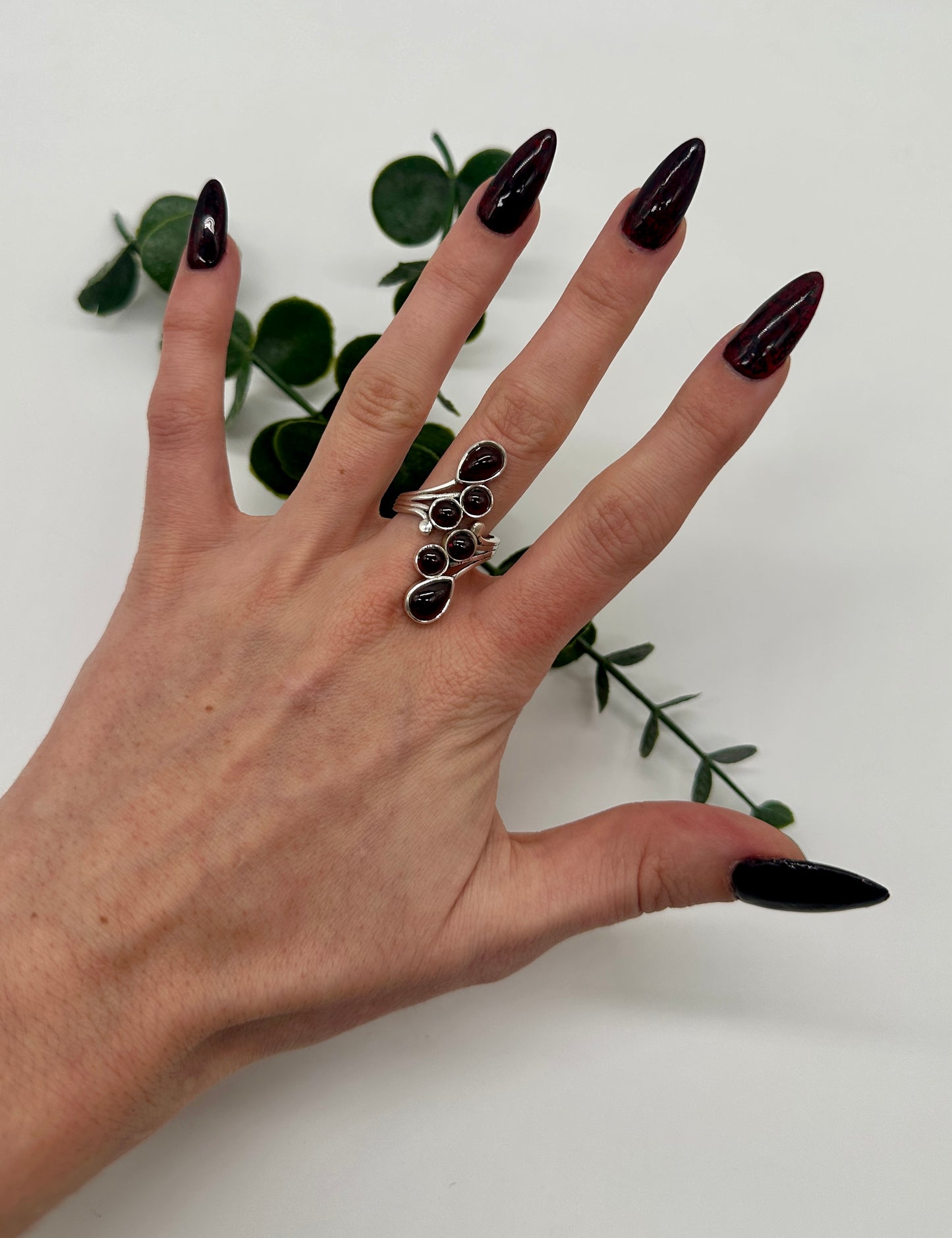 Granat AAA Ring 925er Silber verstellbar