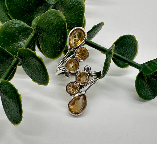 Citrin AAA 925er Silber Ring verstellbar