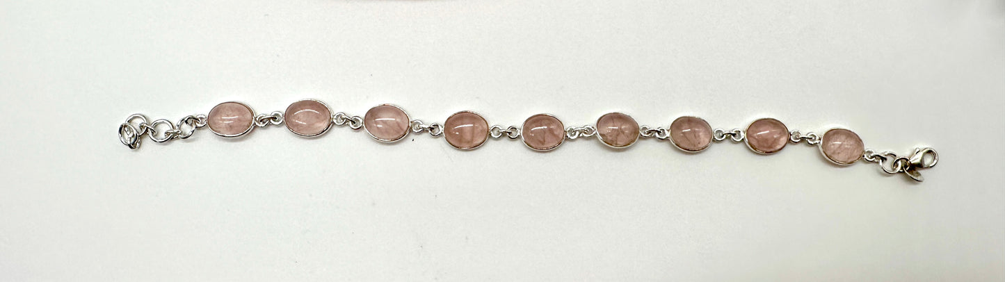 Rosenquarz AA 925er Silber Armband