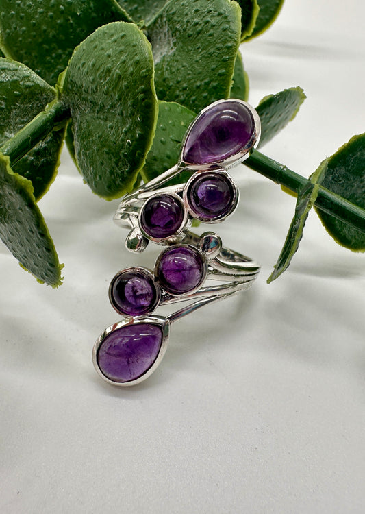 Amethyst AA Ring 925er Silber verstellbar