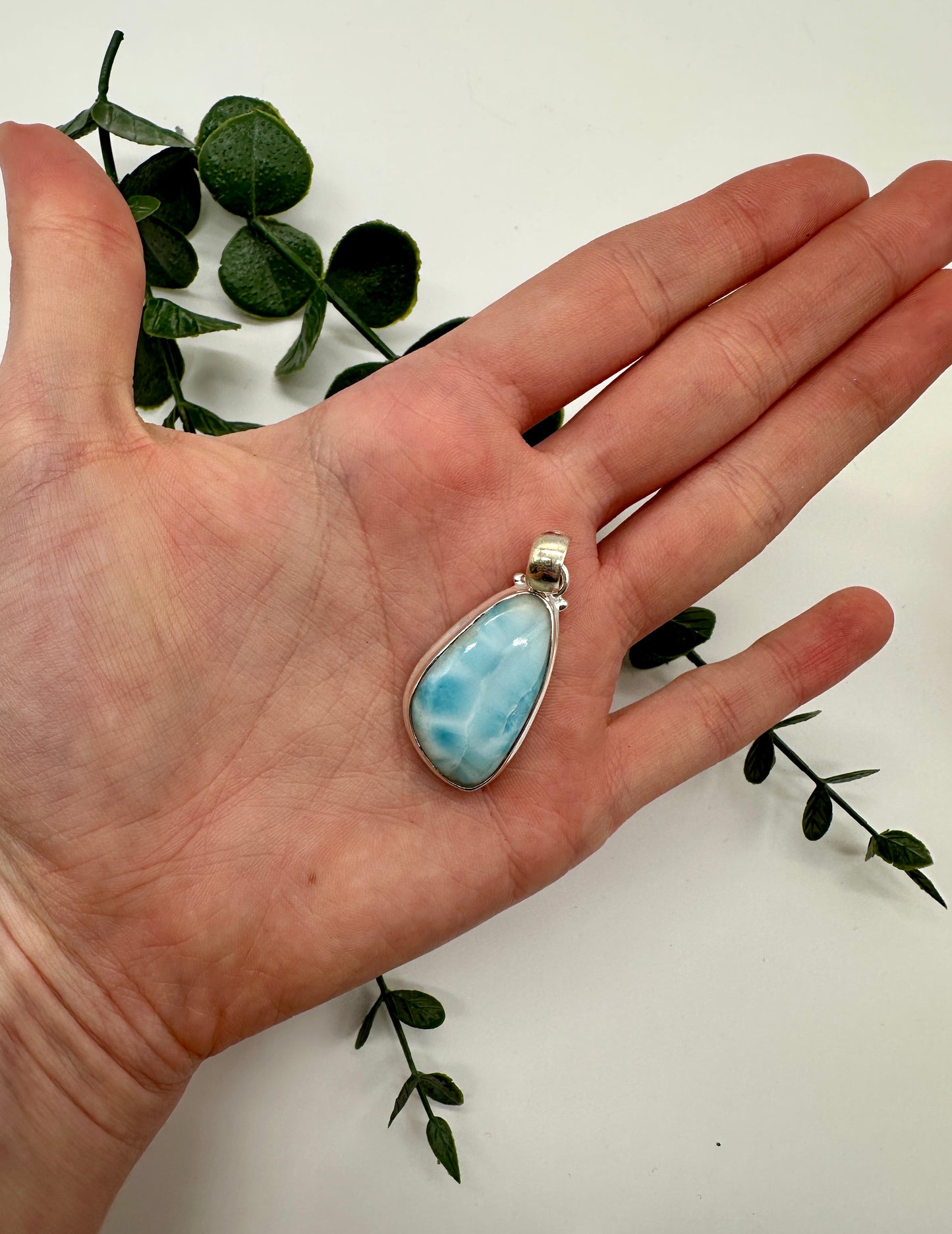 Larimar AAA 925er Silber Anhänger inkl. 925er Silber Kette