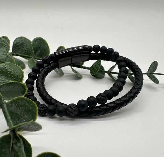 Lava Shungit A Lederarmband