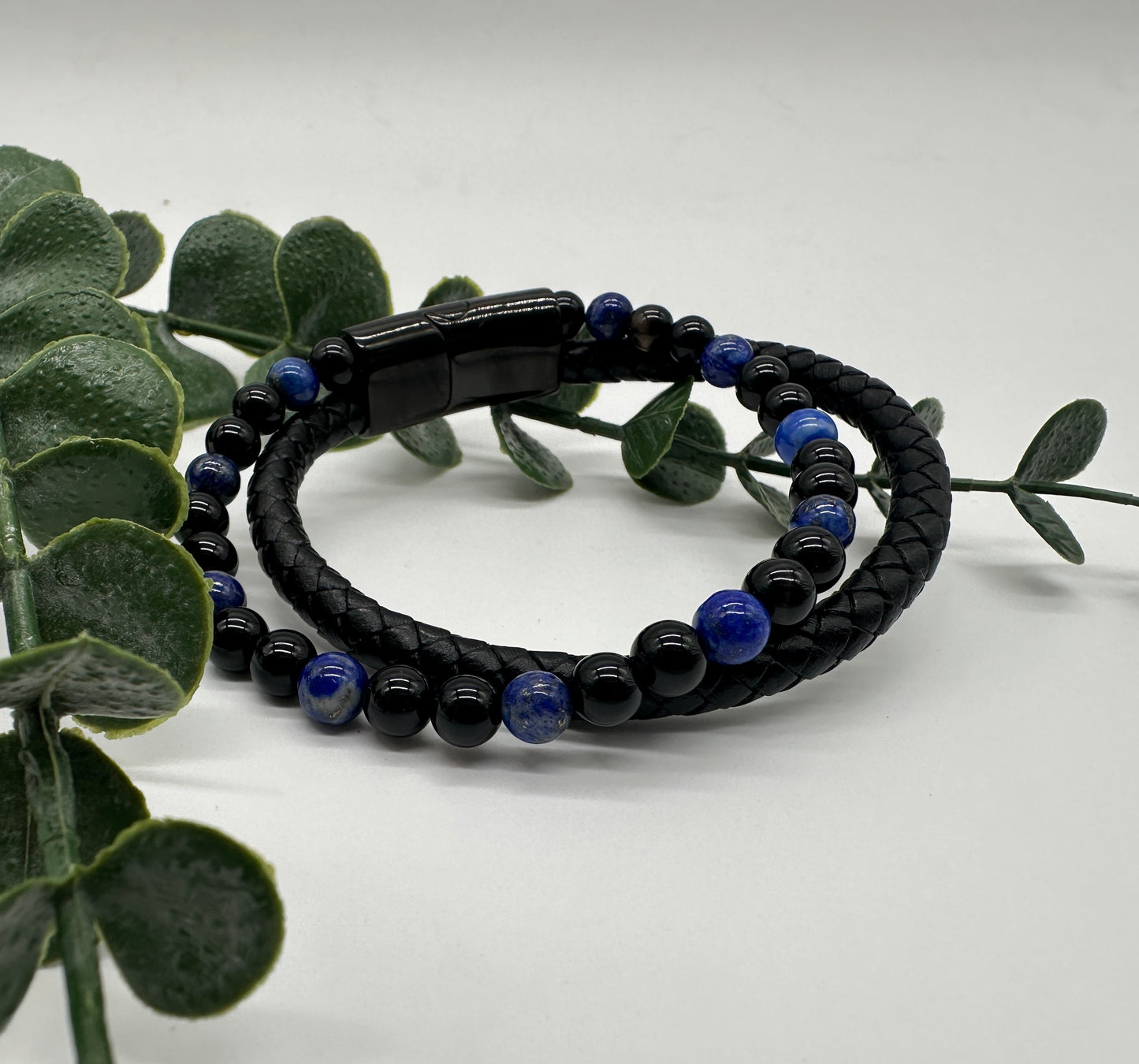 Lapislazuli Onyx A Lederarmband