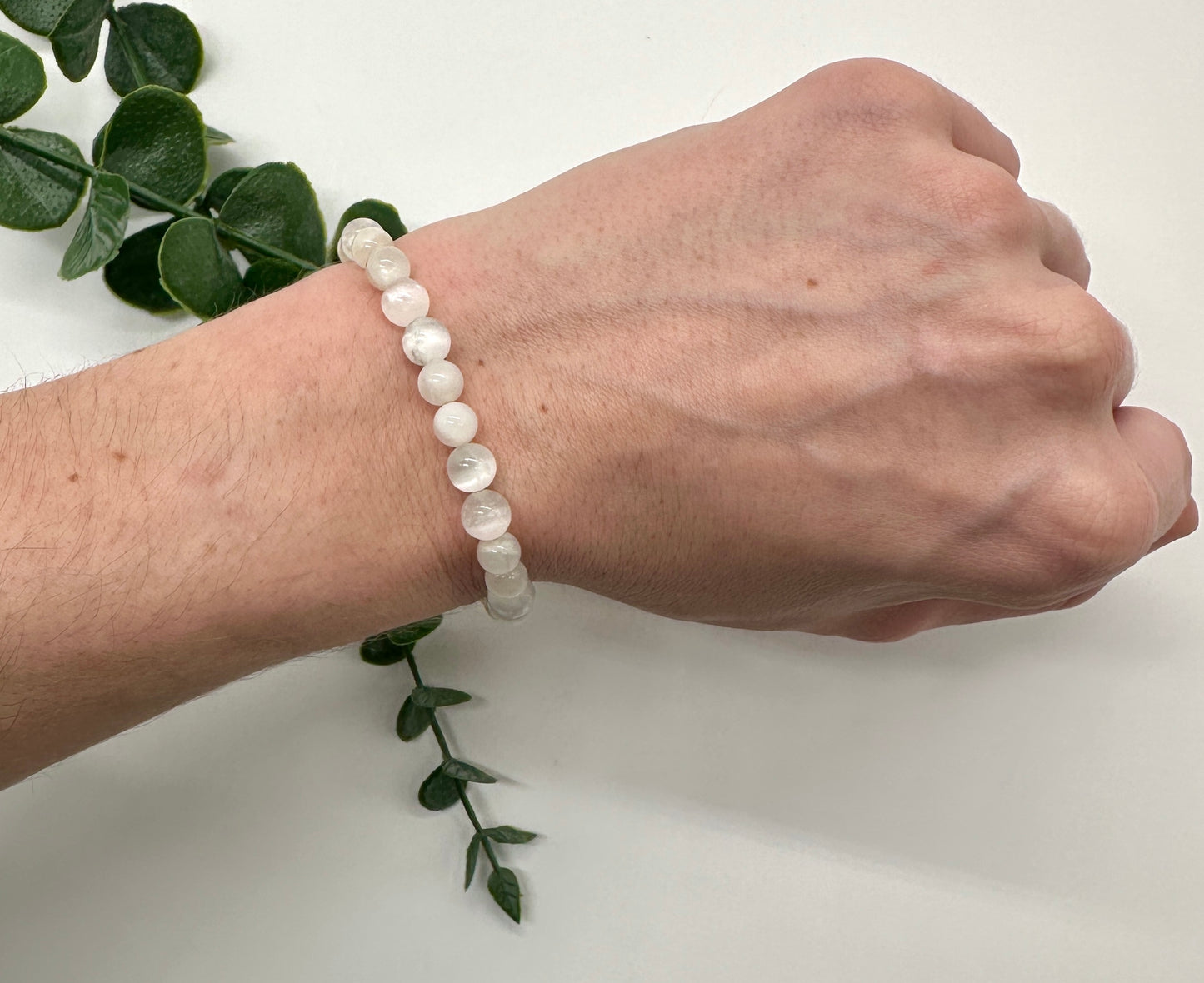 Mondstein Selenit 6mm AA Armband
