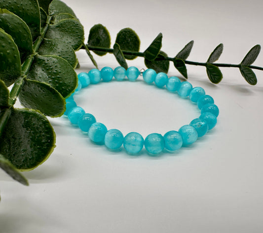 Blauer Selenit 6mm Armband