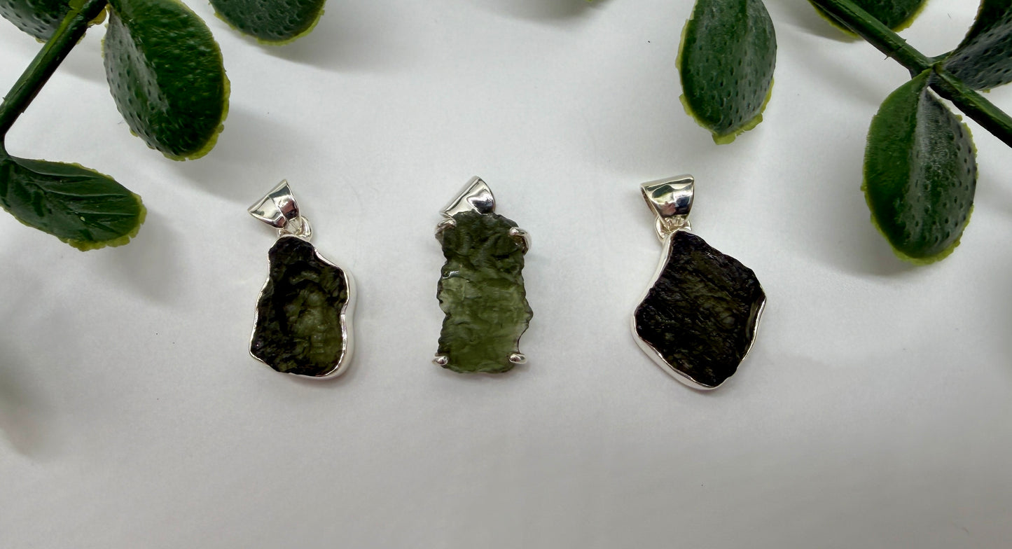 Moldavit AA Anhänger 925er Silber