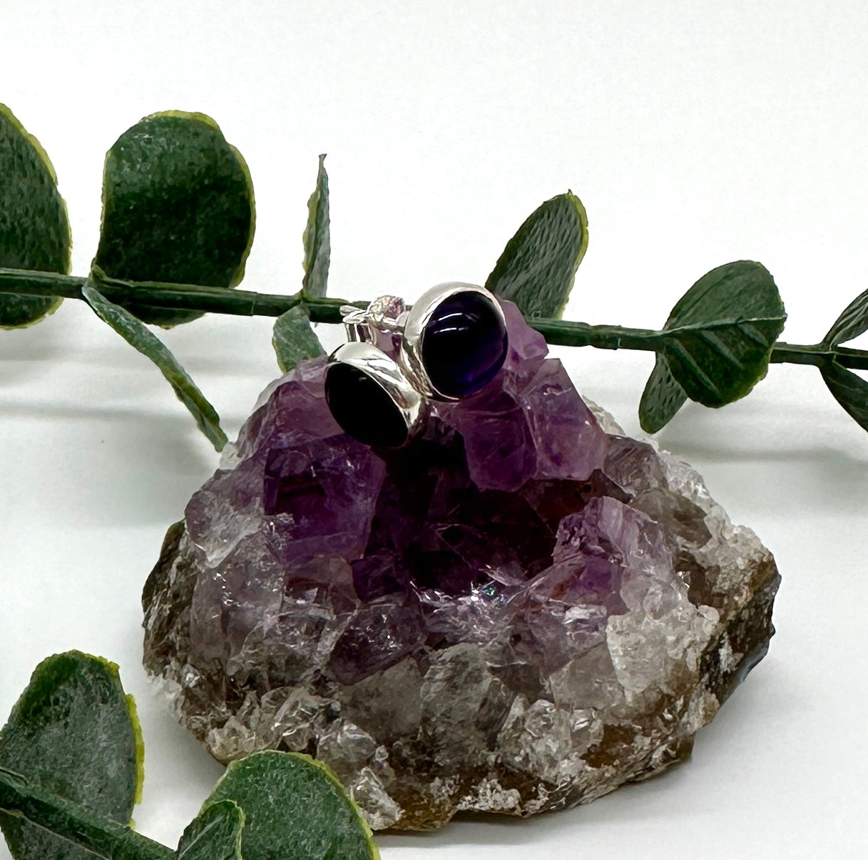 Amethyst Knopfohrringe 925er Silber Facettiert