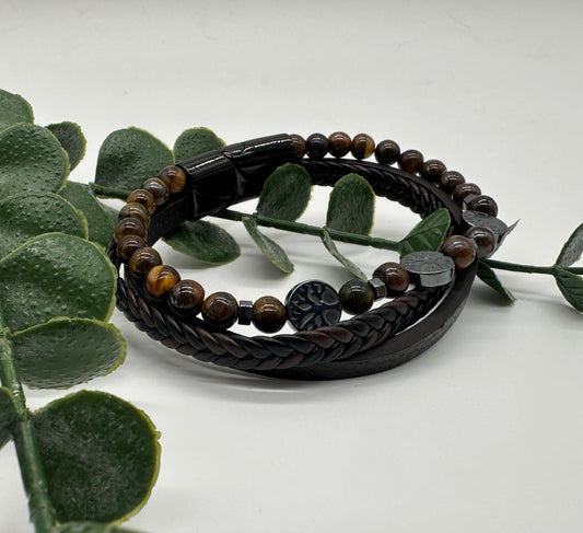 Tigerauge A Lederarmband