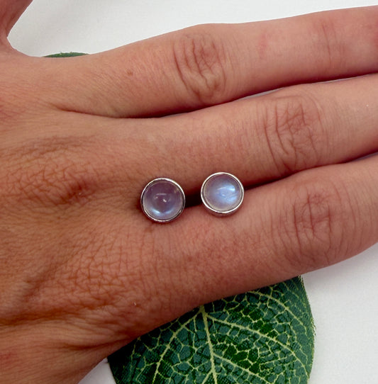 Regenbogen Mondstein A 925er Silber Ohrstecker