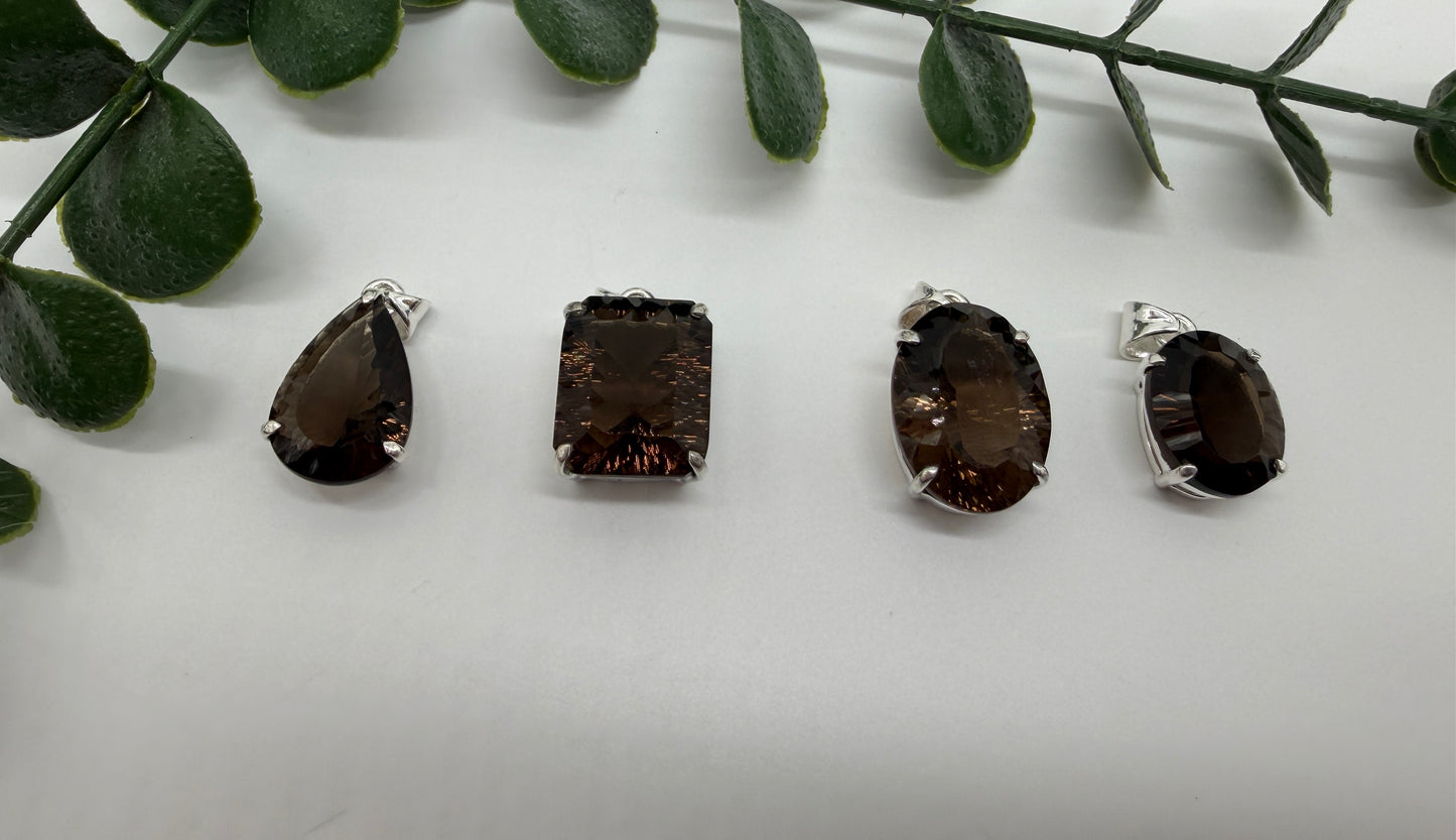 Rauchquarz AAA+ 925er Silber Anhänger